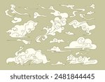 Swirling, flowy smoke, cloud, illustration vector dreamy set freestyle, texture, symbol, handwriting, ink, eastern, dragon pack bundle, swirl, asian, asia, vietnamese, southeast, mystery, powerful	
