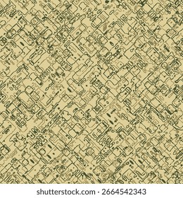 Formas verdes e beges criam um padrão dinâmico de camuflagem, ideal para fundos militares ou de caça