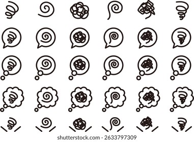 Een wervelende, wazige vlek. Iconen van negatieve emoties zoals angst, zorgen en verwarring. Vector illustratie materiaal.