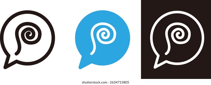 A swirling, hazy mark. Icons of negative emotions such as anxiety, worry, and confusion. Vector illustration material.