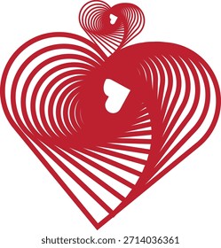 Diseño de corazones giratorios. Esta Imagen presenta un diseño cautivador de dos corazones entrelazados. El Grande corazón está lleno de intrincadas líneas que crean una sensación de profundidad y movimiento.