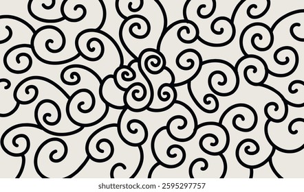 Swirling Line Pattern. Modern minimalist art print. Abstract contemporary backgrounds.