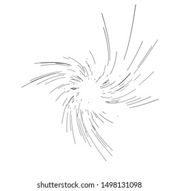 Swirling lines. Twisted pattern. Abstract vortex, tornado, dynamic background. High-speed lines diverging from the center.