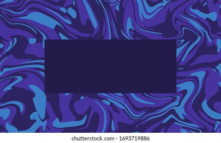 Swirling, liquid effect vector with blue and purple shapes background with dark, blank text box with empty copy space with room for words. Great for promotions, special offers, sales and advertising.