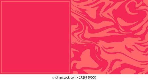 Swirling, liquid, marble effect with coral or red shapes and a blank text box with a border and copy space with room for text or images. Great for promotions, backgrounds, backdrops and advertising.