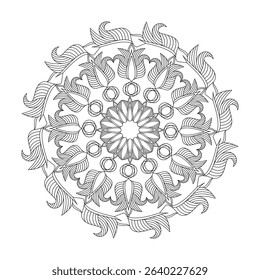 Swirling Mandala template Coloring Book Page. Easy Mandala Coloring Book Pages for Adults to Relax, Experiences Give Relief. Resizeable Vector File