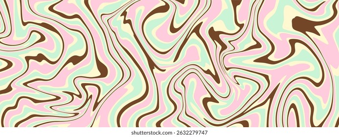 A swirling, marbled background in pastel pink, mint, cream, and brown, resembling melted ice cream flavors.