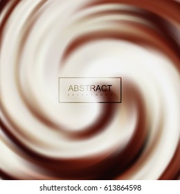 Swirling milk and chocolate whirlpool. Vector food illustration of twisted background. Chocolate texture imitation. Applicable for food products ads or packaging design