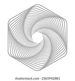 Elemento geométrico moderno giratorio. Fondo espiral del efecto de ilusión. Resumen del túnel. Diseño con trazo, líneas y flujo. cuadrícula de túnel 3D. Ilustración del vector