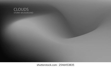 Turbilhão Nuvens Tempestade. Fundo preto de gradiente abstrato.  Textura granulada.  Superfície das linhas curvas. Design para modelo, banner, folheto. 