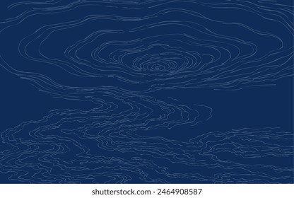 Swirling navy river water with a Japanese touch.
