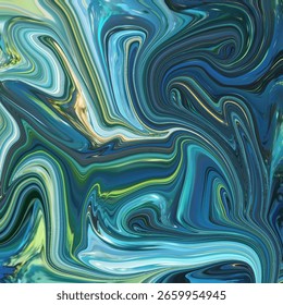 Design fluido abstrato azul oceânico girando com movimento semelhante a ondas e energia vibrante. Perfeito para arte moderna ou cenários digitais.