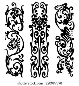 Swirling pattern, silhouette black design ornament motifs 