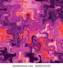 The swirling patterns and vibrant shades of pink, purple, orange, and red create a mesmerizing sense of motion. It feels fluid and dynamic, almost like flowing ink or marbled textures. The layering of