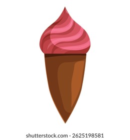 Swirling pink ice cream on a crispy cone, a sweet frozen treat