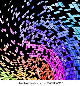 Swirling pixel pattern. Colorful and bright pixel background. Vector illustration for your graphic design.