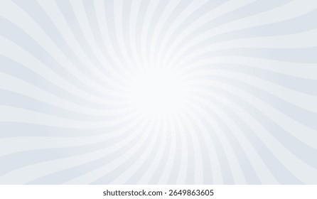 Swirling radial gray background. Gray groovy vortex spiral twirl. Twirl sunburst psychedelic pattern. Swirl candy background. Vector illustration.