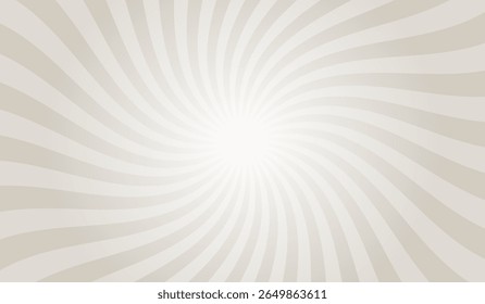 Swirling radial gray background. Gray groovy vortex spiral twirl. Twirl sunburst psychedelic pattern. Swirl candy background. Vector illustration.