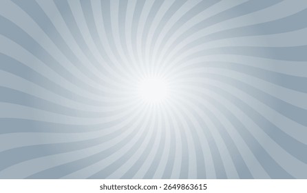 Swirling radial gray background. Gray groovy vortex spiral twirl. Twirl sunburst psychedelic pattern. Swirl candy background. Vector illustration.
