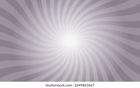 Swirling radial gray background. Gray groovy vortex spiral twirl. Twirl sunburst psychedelic pattern. Swirl candy background. Vector illustration.