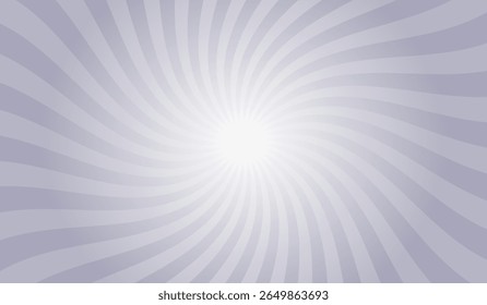 Swirling radial gray background. Gray groovy vortex spiral twirl. Twirl sunburst psychedelic pattern. Swirl candy background. Vector illustration.