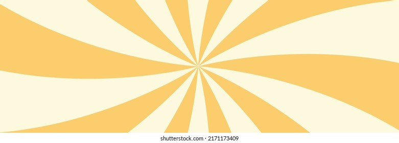 Swirling radial ice cream background. Vector illustration for swirl design. Summer. Vortex spiral twirl. Yellow. Helix rotation rays. Converging psychadelic scalable stripes. Fun sun light beams