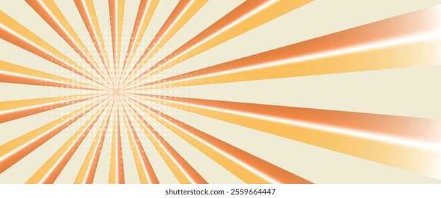 Swirling radial ice cream background. Orange groovy vortex spiral twirl. Twirl sunburst psychedelic pattern. Orange lollipop texture. Swirl candy background.