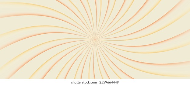 Swirling radial ice cream background. Orange groovy vortex spiral twirl. Twirl sunburst psychedelic pattern. Orange lollipop texture. Swirl candy background.