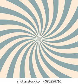 Swirling radial pattern background. Vector illustration for swirl design. Vortex starburst spiral twirl square. Helix rotation rays. Converging psychadelic scalable stripes. Fun sun light beams.