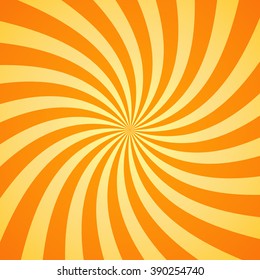 Swirling radial pattern background. Vector illustration for swirl design. Vortex starburst spiral twirl square. Helix rotation rays. Converging psychadelic scalable stripes. Fun sun light beams.