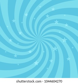 Swirling radial pattern stars background. Vortex starburst spiral twirl square. Helix rotation rays. Fun sun light beams. Vector illustration