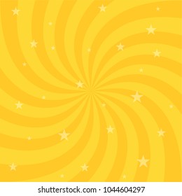 Swirling radial pattern stars background. Vortex starburst spiral twirl square. Helix rotation rays. Fun sun light beams. Vector illustration