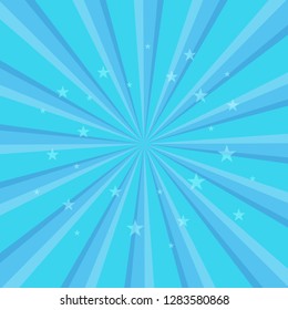 Swirling radial pattern stars background. Vortex starburst spiral twirl square. Helix rotation rays. Fun sun light beams. Vector illustration.