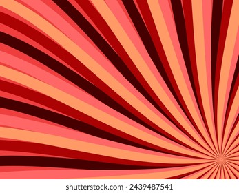 Swirling radial retro background. Vector illustration for swirl design. Spinning spiral vortex. Helical rotation beam. Bringing together psychedelic measurable lines. Delightful sunshine.