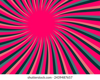 Swirling radial retro background. Vector illustration for swirl design. Spinning spiral vortex. Helical rotation beam. Bringing together psychedelic measurable lines. Delightful sunshine.