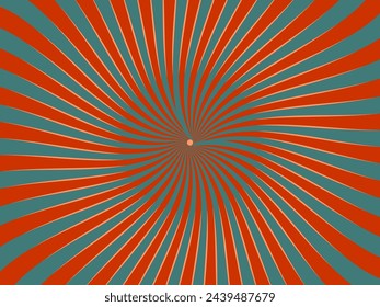 Swirling radial retro background. Vector illustration for swirl design. Spinning spiral vortex. Helical rotation beam. Bringing together psychedelic measurable lines. Delightful sunshine.