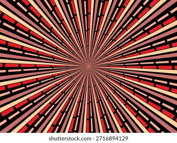 Remolino radial de fondo retro. Ilustración vectorial para el diseño de remolino. Vórtice espiral giratorio. Viga giratoria helicoidal. Unificando la línea medible psicodélica. Encantador sol.