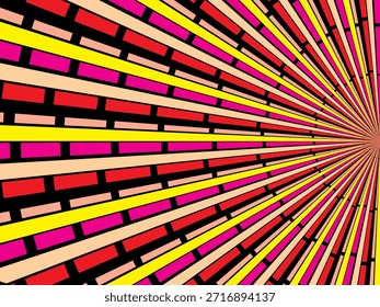 Remolino radial de fondo retro. Ilustración vectorial para el diseño de remolino. Vórtice espiral giratorio. Viga giratoria helicoidal. Unificando la línea medible psicodélica. Encantador sol.