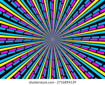 Remolino radial de fondo retro. Ilustración vectorial para el diseño de remolino. Vórtice espiral giratorio. Viga giratoria helicoidal. Unificando la línea medible psicodélica. Encantador sol.