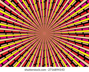 Remolino radial de fondo retro. Ilustración vectorial para el diseño de remolino. Vórtice espiral giratorio. Viga giratoria helicoidal. Unificando la línea medible psicodélica. Encantador sol.