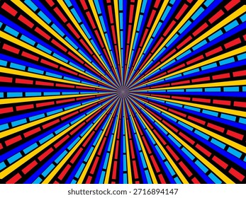 Remolino radial de fondo retro. Ilustración vectorial para el diseño de remolino. Vórtice espiral giratorio. Viga giratoria helicoidal. Unificando la línea medible psicodélica. Encantador sol.