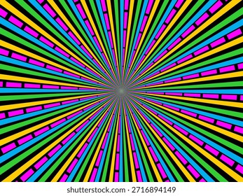 Remolino radial de fondo retro. Ilustración vectorial para el diseño de remolino. Vórtice espiral giratorio. Viga giratoria helicoidal. Unificando la línea medible psicodélica. Encantador sol.