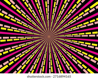 Fundo retrô radial giratório. Ilustração vetorial para design de espiral. Vórtice espiral giratório. Feixe rotativo helicoidal. Unificando a linha psicodélica mensurável. Sol delicioso.