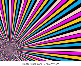 Remolino radial de fondo retro. Ilustración vectorial para el diseño de remolino. Vórtice espiral giratorio. Viga giratoria helicoidal. Unificando la línea medible psicodélica. Encantador sol.