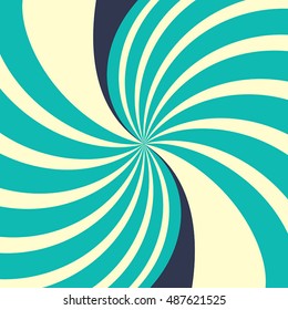 Swirling radial yellow blue vector abstract background.