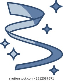 swirling ribbon vector icon, transparent background. replaceable blue color design