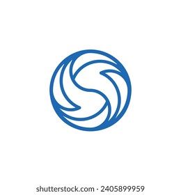 Swirling S and F letter vortex logo