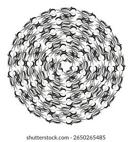 Swirling sphere icon. Spiral ball pattern. Rotating vortex Vector. Dynamic round motion.