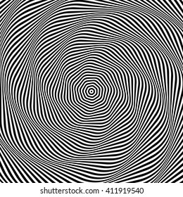 Swirling, spiraling monochrome geometric element.