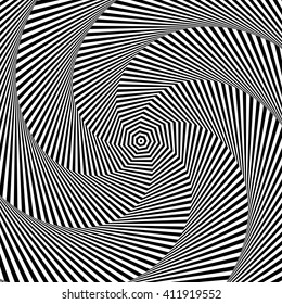 Swirling, spiraling monochrome geometric element.